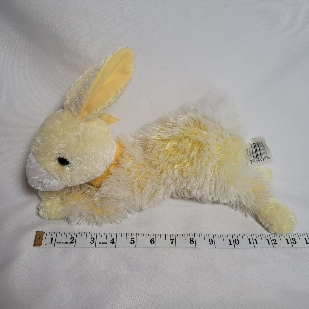 Yellow Bunny Rabbit Plush Animal Toy With Yellow Plaid Bow Laying Walmart 13
